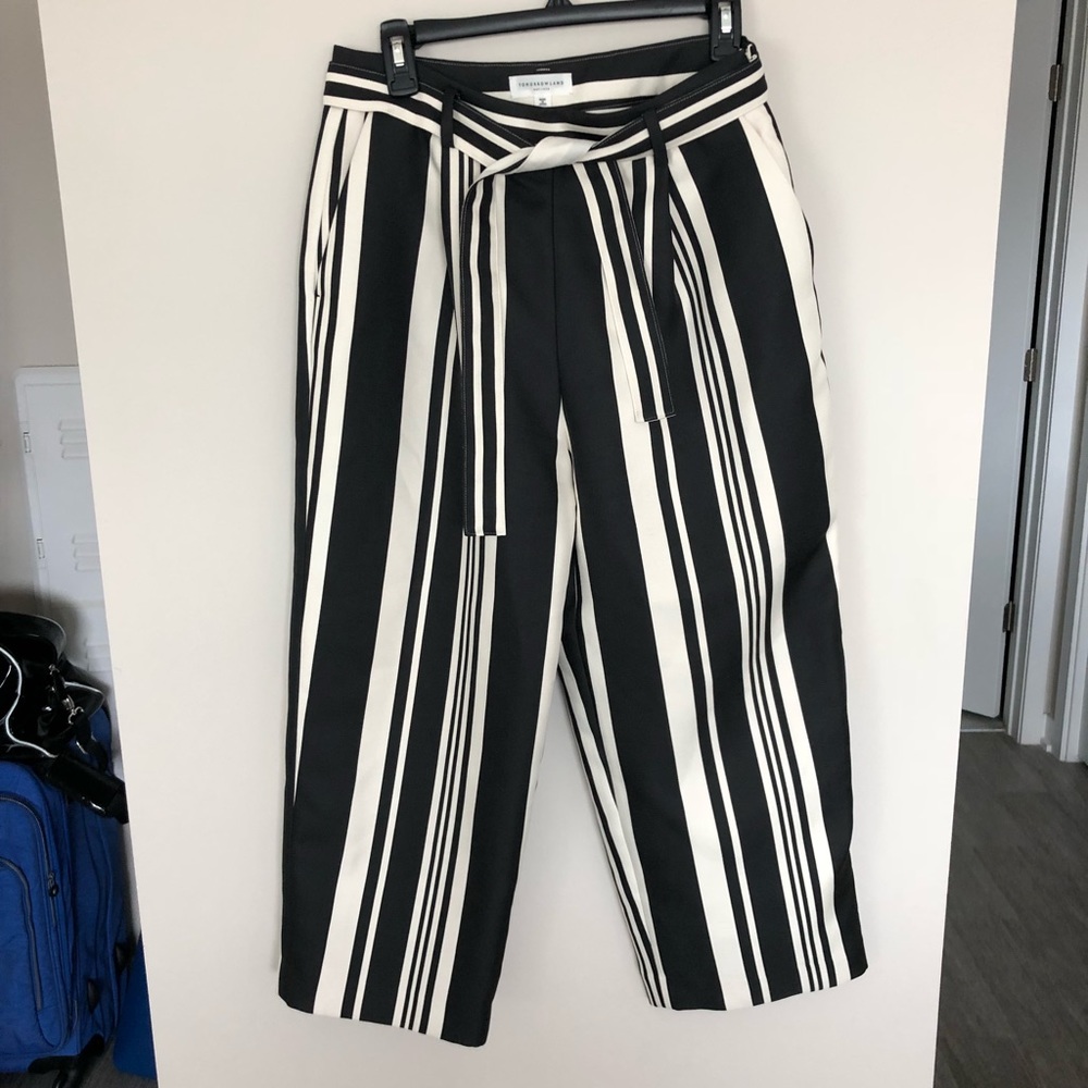 Tomorrowland Wide Leg High Waisted Striped Pants
